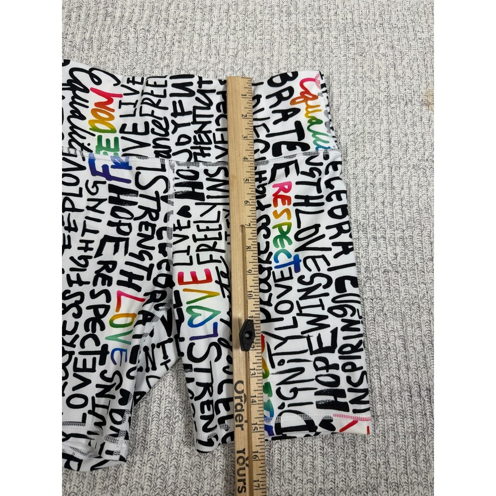 Athleta Pride Elation Train Short Womens Medium White Multicolor Graffiti Print - Picture 6 of 12